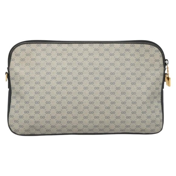 GUCCI Micro GG Supreme Shoulder Bag PVC Navy Gold - Picture 3 of 15